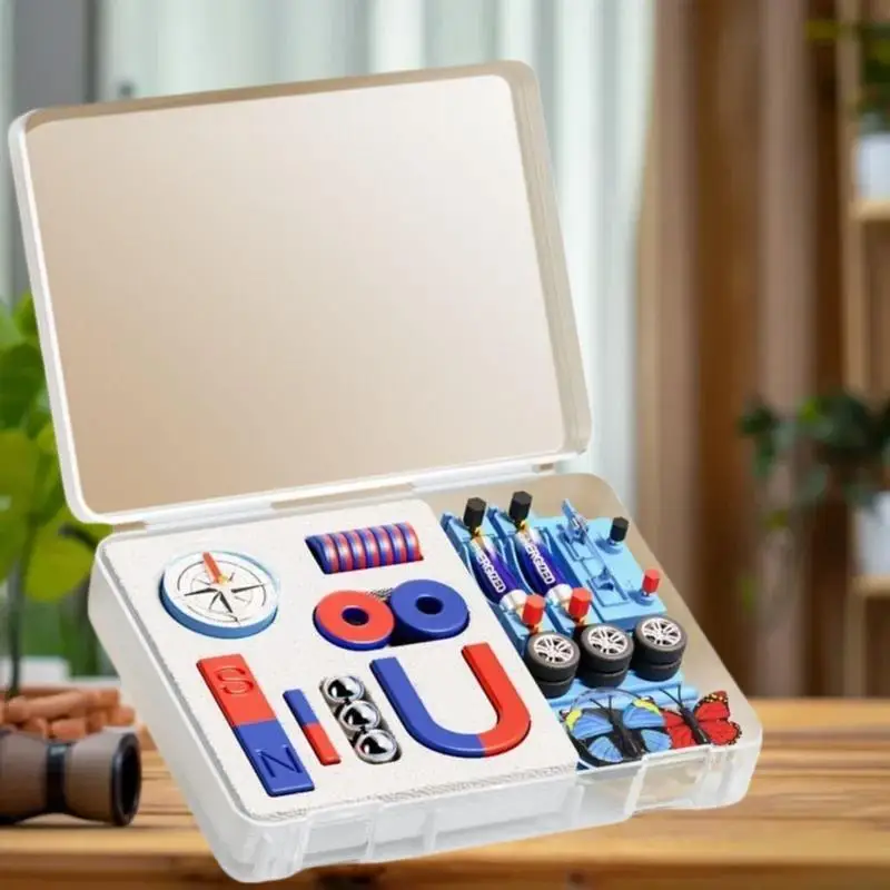 Kit de experimento científico infantil - Conjunto educacional de ímãs de física STEM com barra, anel, ferradura e ímãs em forma de U