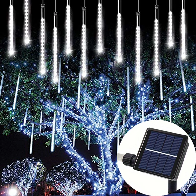 

1pc Christmas 8 Tubes Solar Meteor Shower Rain Light LED String Lights Fairy Garden Decor Holiday Wedding Street Outdoor Lights