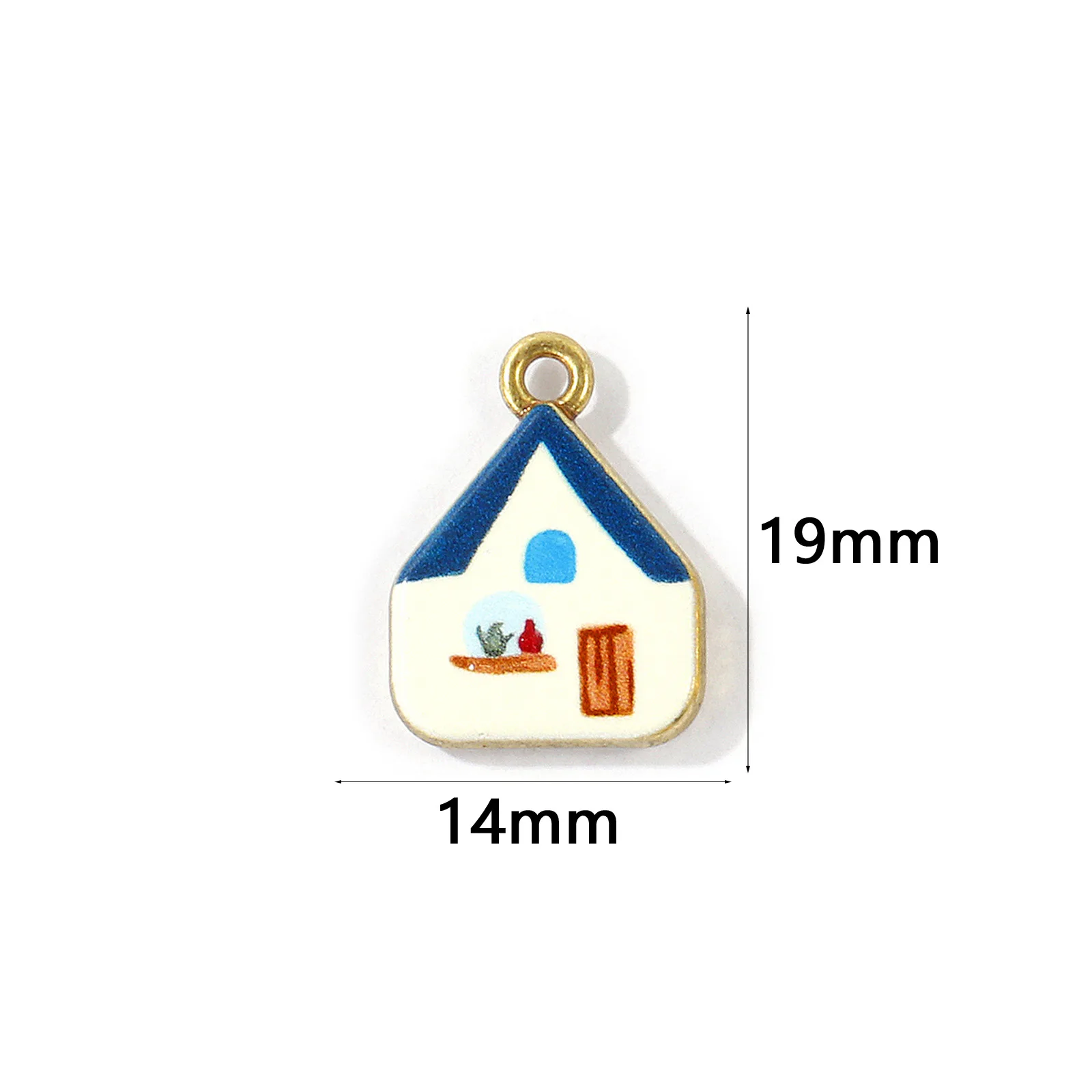 5 Stück Zinklegierungs-Anhänger, Teetassen-Haus, beidseitig bedruckt, vergoldet, für DIY-Halsketten, Schmuckherstellung, Großhandel – Detail 8