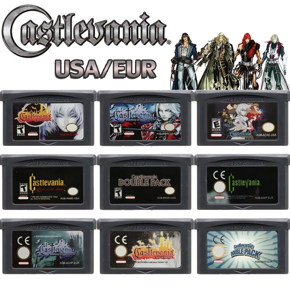 Castlevania GBA Game Series Video 32 Bit Cartridge Game Console Memory Card Asia of Sorrow Dissonance for GBASP NDSL