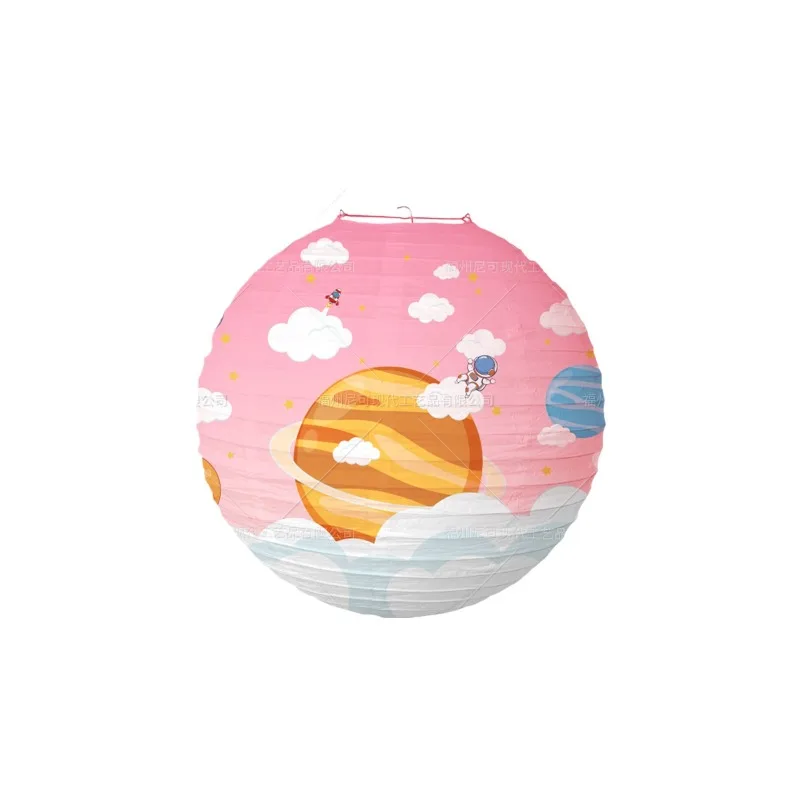 1 stücke 30 cm Astronaut Planet Raum Thema kinder Laterne Geburtstag Party Dekoration kinder Junge Planet Papier Laterne – Detail 6