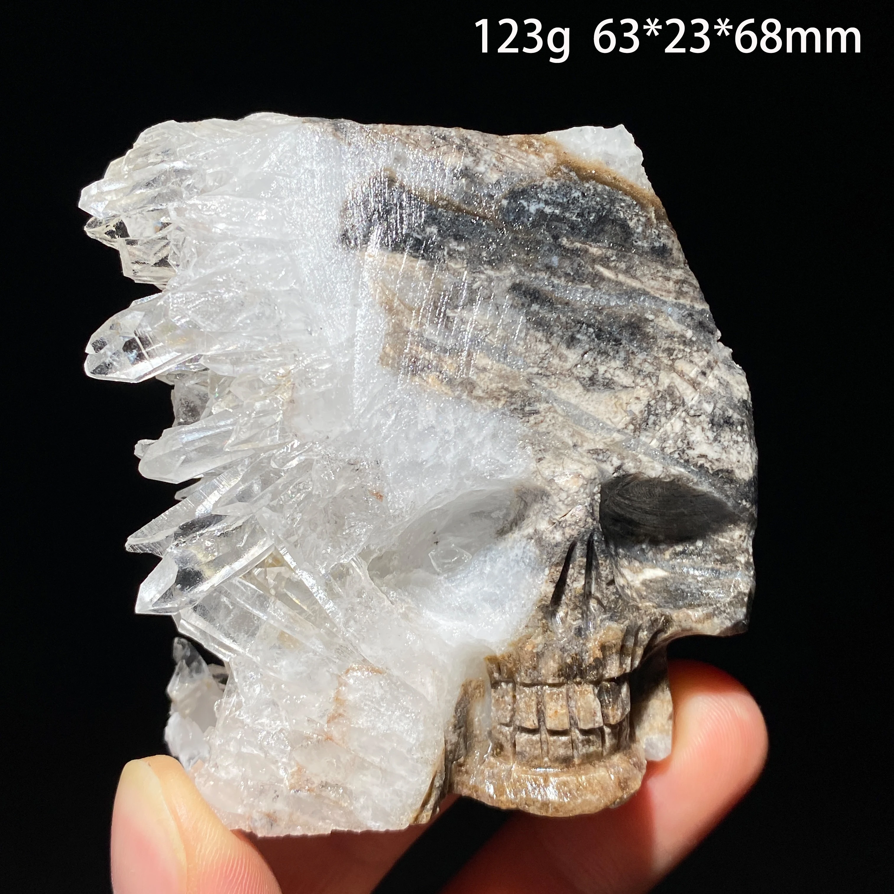 Natural White Quartz Crystal Cluster Hand Carved Skull Statue Raw Mineral Specimen Healing Gothic Home Decoration Crystal Gift