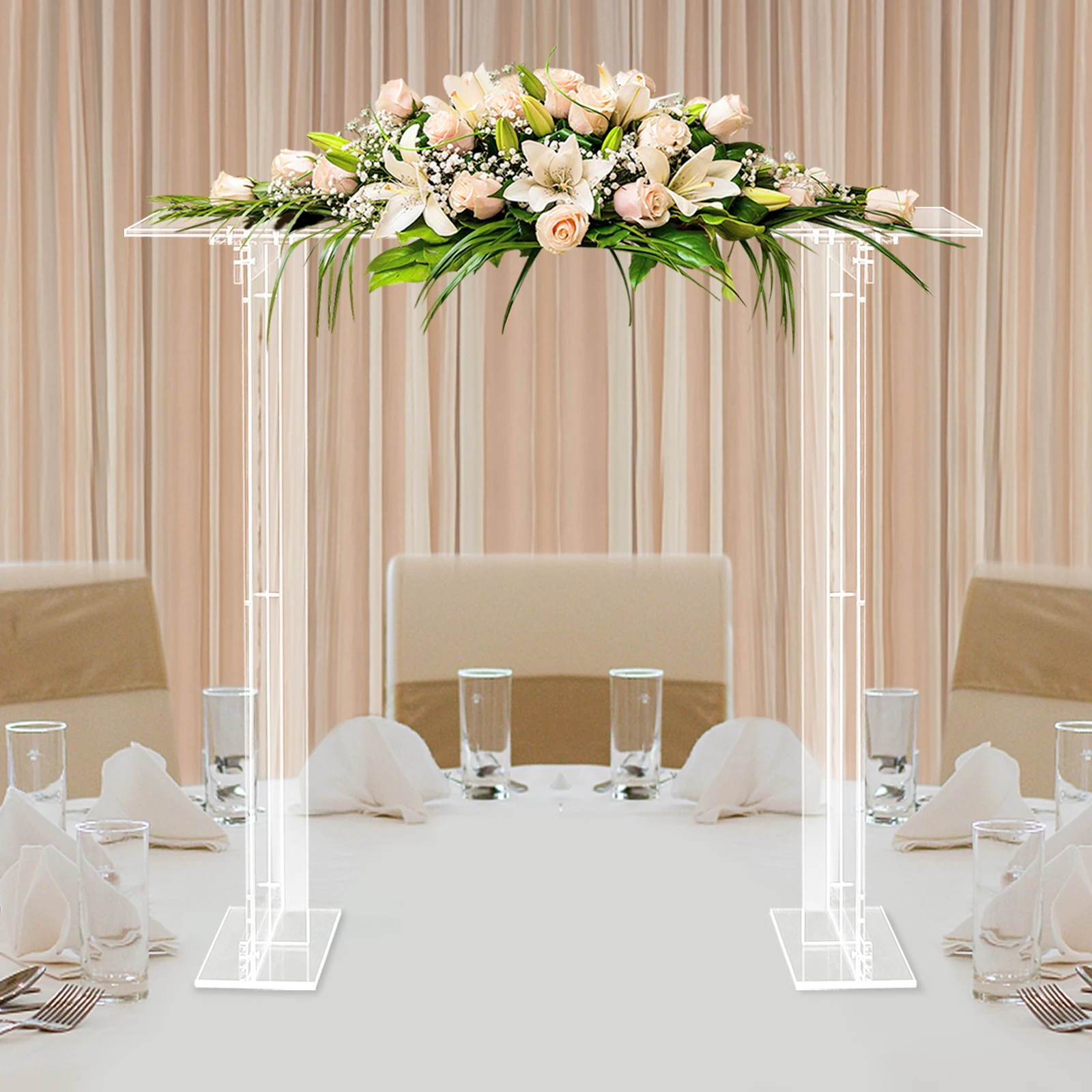 

40 Inches Thickened Acrylic Flower Stand Transparent High Load-bearing Display Stand Banquet Decoration Bracket
