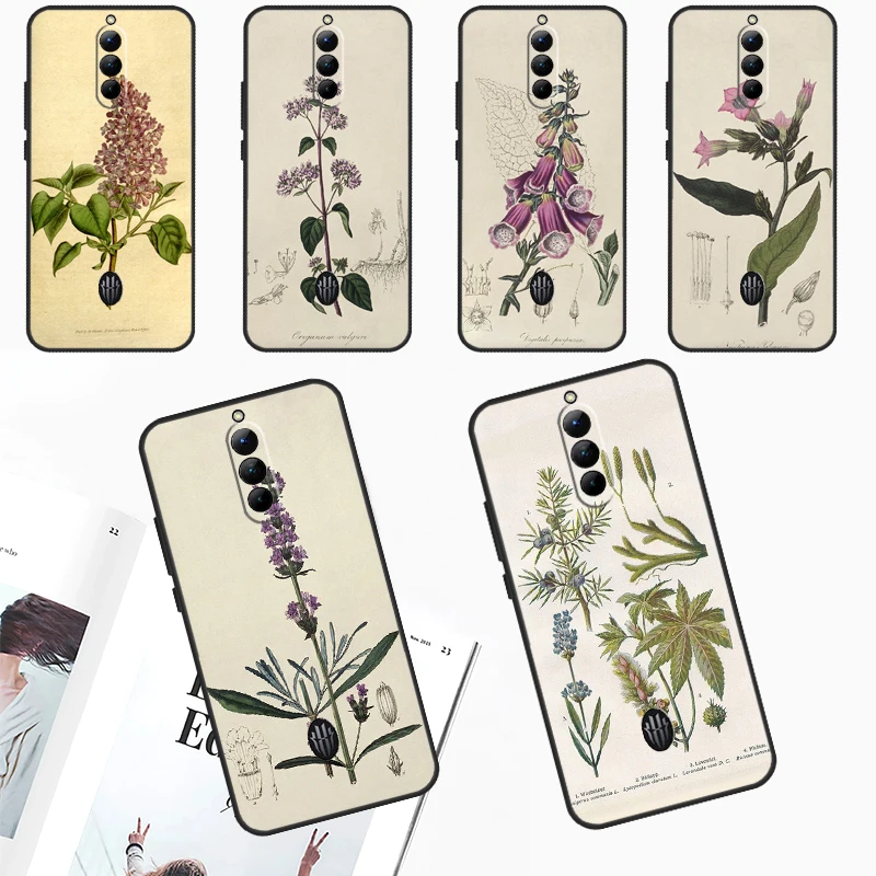 Botanical Drawings Flowers Plants Case For ZTE Nubia Red Magic 9 Pro 8 8S Pro Plus Red Magic 6 7 6S 7S Pro 5G 5S 6R Cover