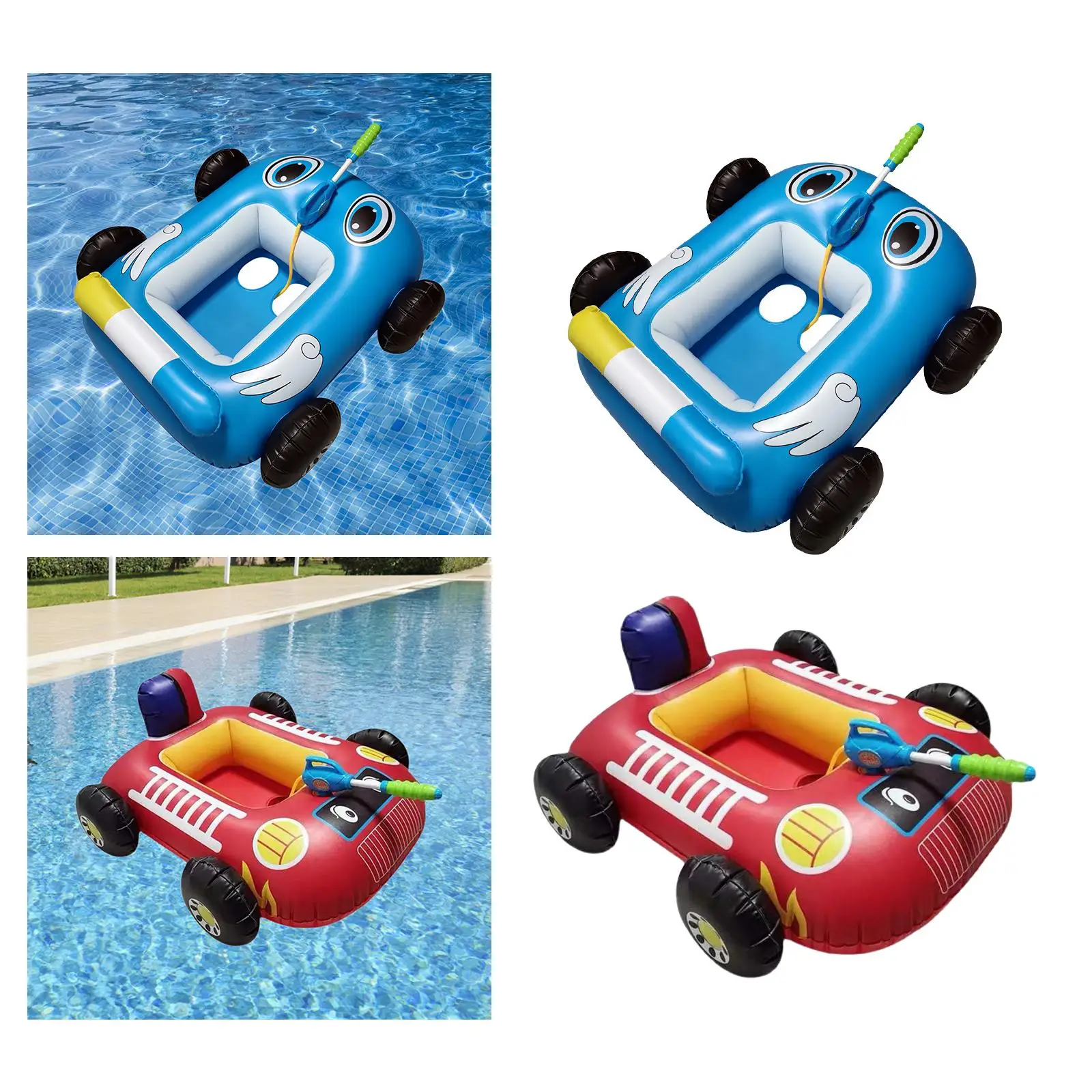 Flotadores de piscina con patrón de coche, juguete con chorro de agua grueso para patio trasero, playa y jardín