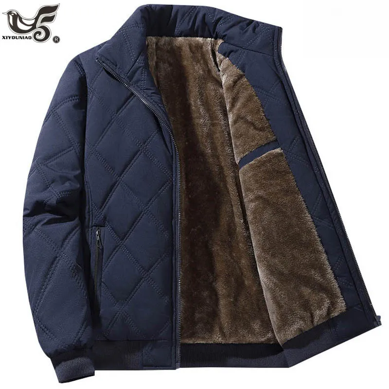 

Мужская флисовая куртка для папы, утолщенный бейсбольный воротник, хлопковая подкладка, пальто на зиму, повседневная ветрозащитная куртка для мужчин среднего возраста