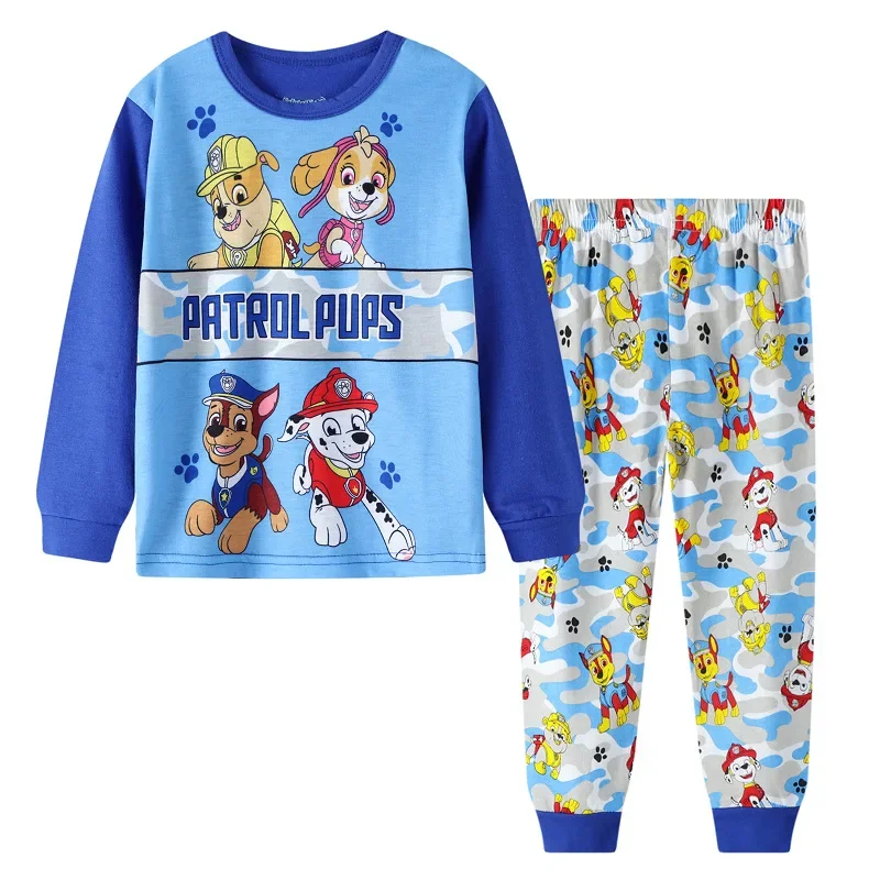 Paw Patrol Kids Long Sleep Pajama Set Cartoon Mashable Chase Rubble Sleepwear Boy Girl Clothes Christmas Gifts