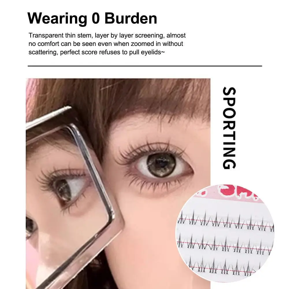 Lower Eyelash V-Shaped Clusters Bottom Eyelash Extension Supplies Classic Transparent Stem Eyelashes Natural Eyelashes W3I5