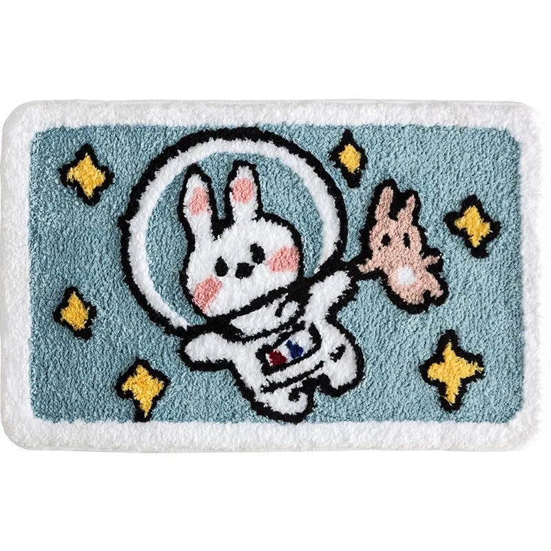 Super Soft Fiber Rabbit Mat Rug Cartoon Carpet Flocking Bath Mat Home Decoration Door Mat Non-slip Absorbent Bathroom Doormat