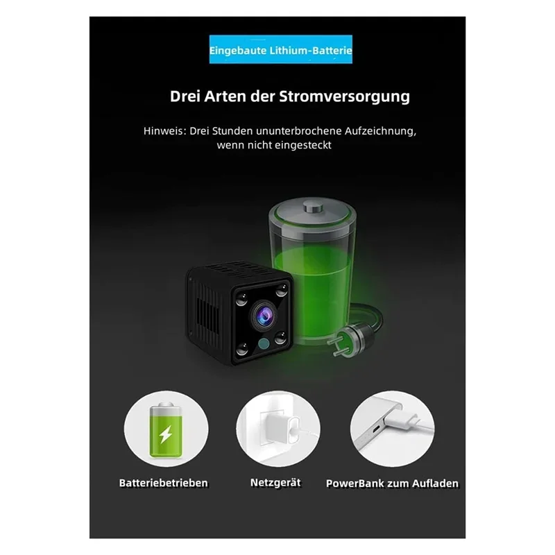 Handy-App-Kamera für den Innenbereich mit Akku, 4K 1080P HD, Mini-Überwachungskamera, WiFi-Kamera für den Innenbereich, Live-Übertragung
