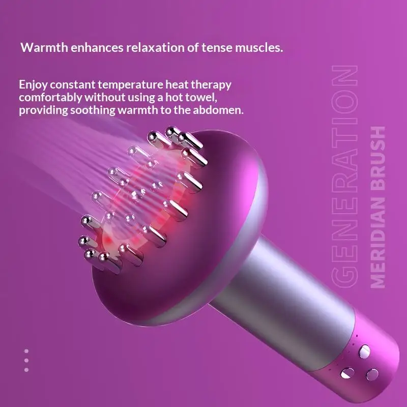 

New Handheld Electric Lymphatic Drainage Machine Meridian Body Abdominal Massage Brush With Adjustable Guasha Hot Compress