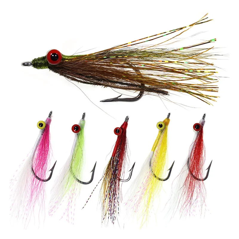 

A51Q-Fly Lure Bait 6 шт. крючки для искусственных мух быстро тонущие для ловли окуня в морской воде