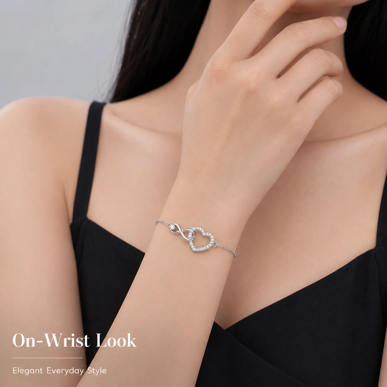 Moissanite Heart Bracelet for Women S925 Sterling Silver 3mm Main Stone Infinity Love Chain Birthday Anniversary Jewelry Gift