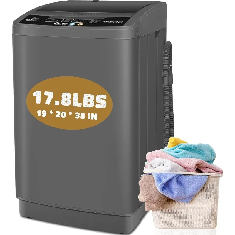 Portable Washing Machine, 17.8Lbs Portable Washer Machine,2.4Cu.ft Compact Laundry Washer and Dryer Combo with Drain Pump