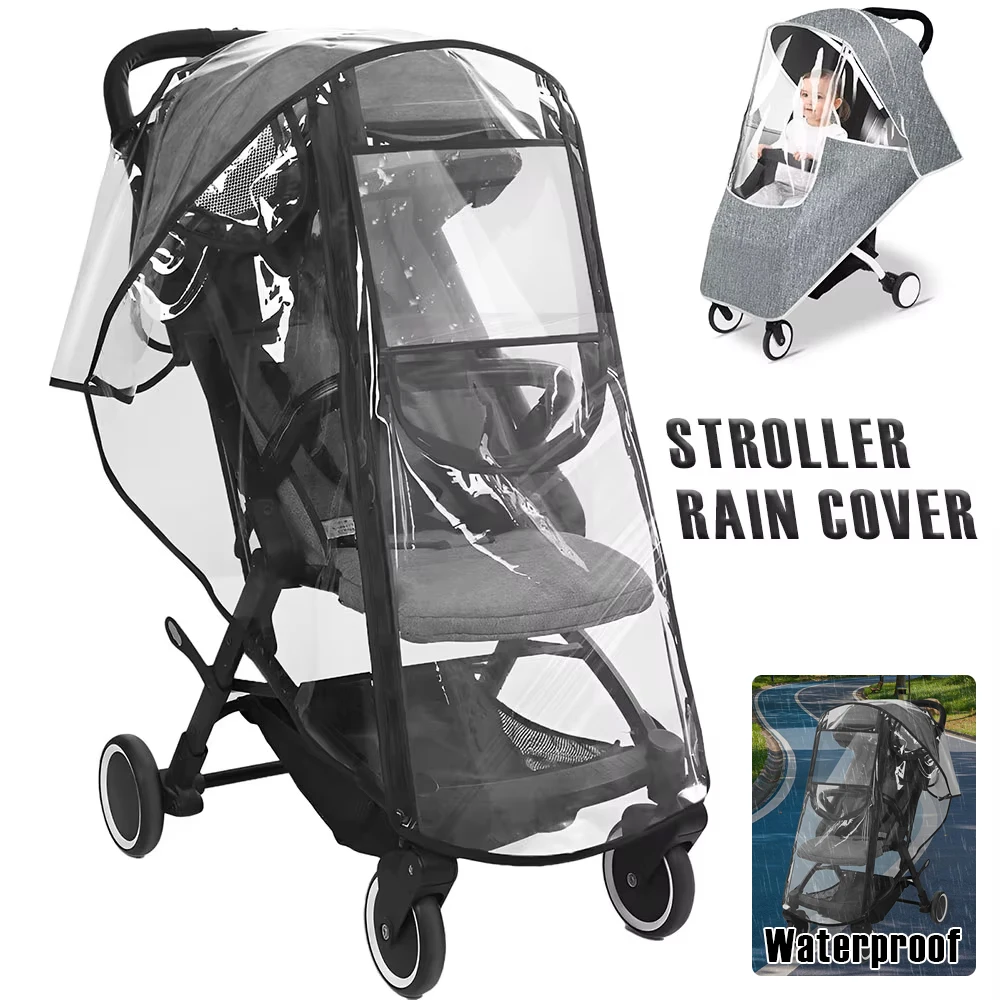 

Stroller Rain Cover EVA Waterproof Rain Cover Baby Stroller Accessory With Vent Holes Double Zipper Closure Clear Stroller Cover