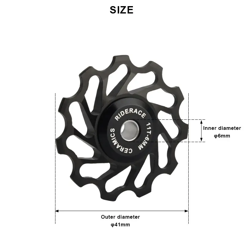 RIDERACE Bicycle Ceramic Rear Derailleur Pulley Wheel AL7075 11T Guide Bearing Jockey Pulley For Road Bike 4mm 5mm 6mm MTB Part