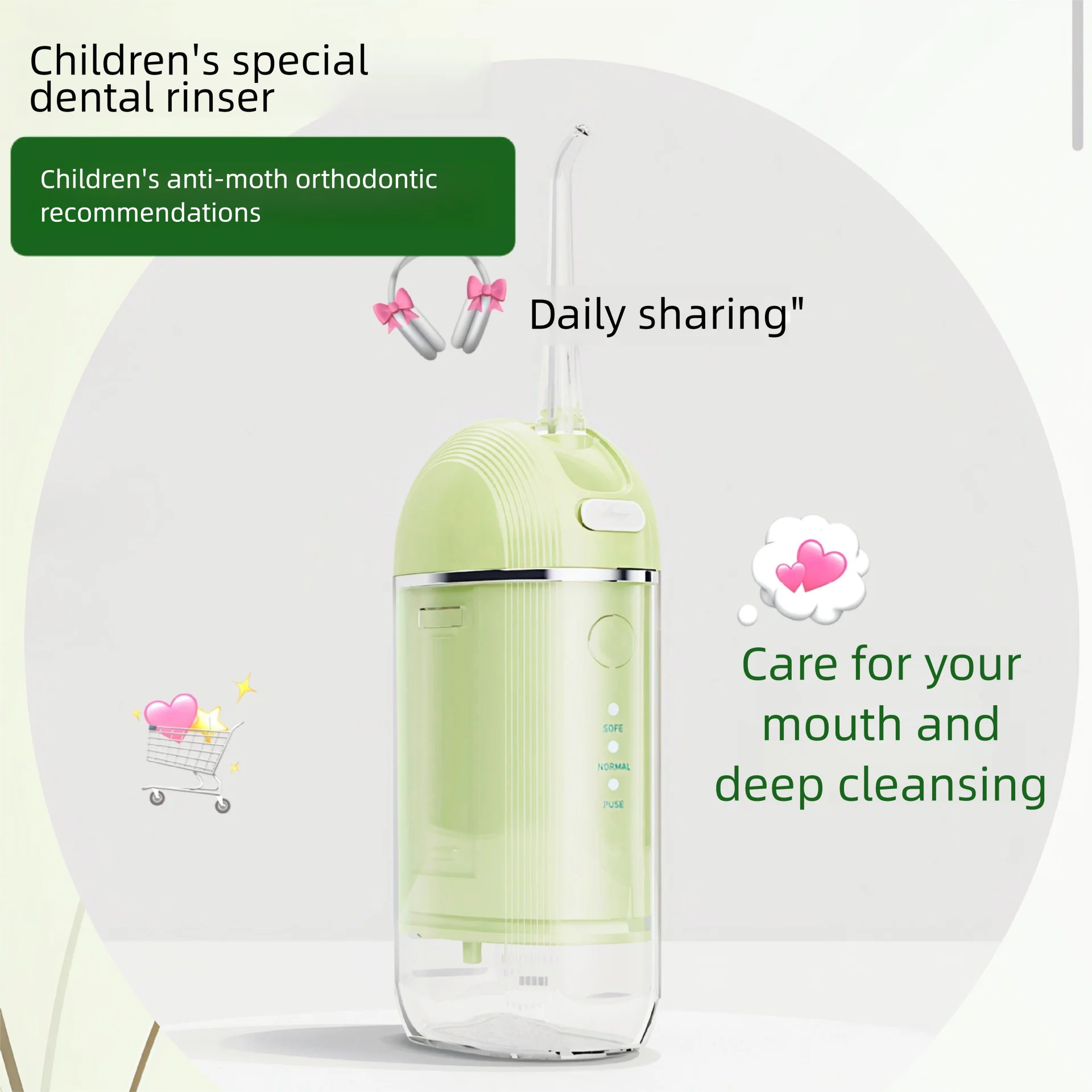 

Oral Irrigator Portable Dental Water Flosser USB Rechargeable Water Jet Floss Tooth Pick 4 Jet Tip 175ml 3 Modes