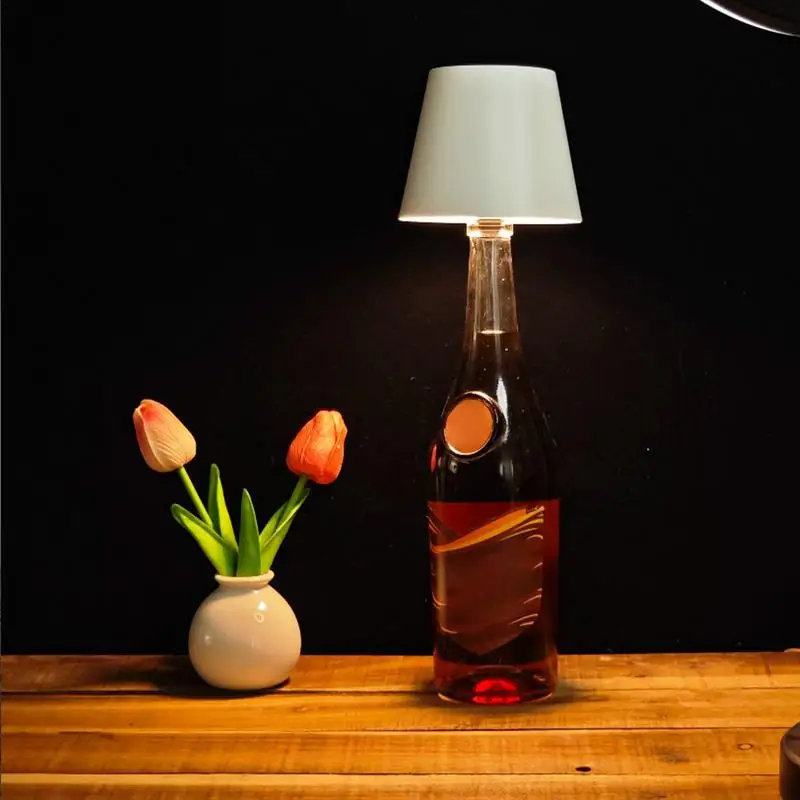 Wireless Bottle Lamp LED Night Light For Wine Bottle Rechargeable Touch Control 3 Light Colors Bedside Lamps For Restaurant Bar