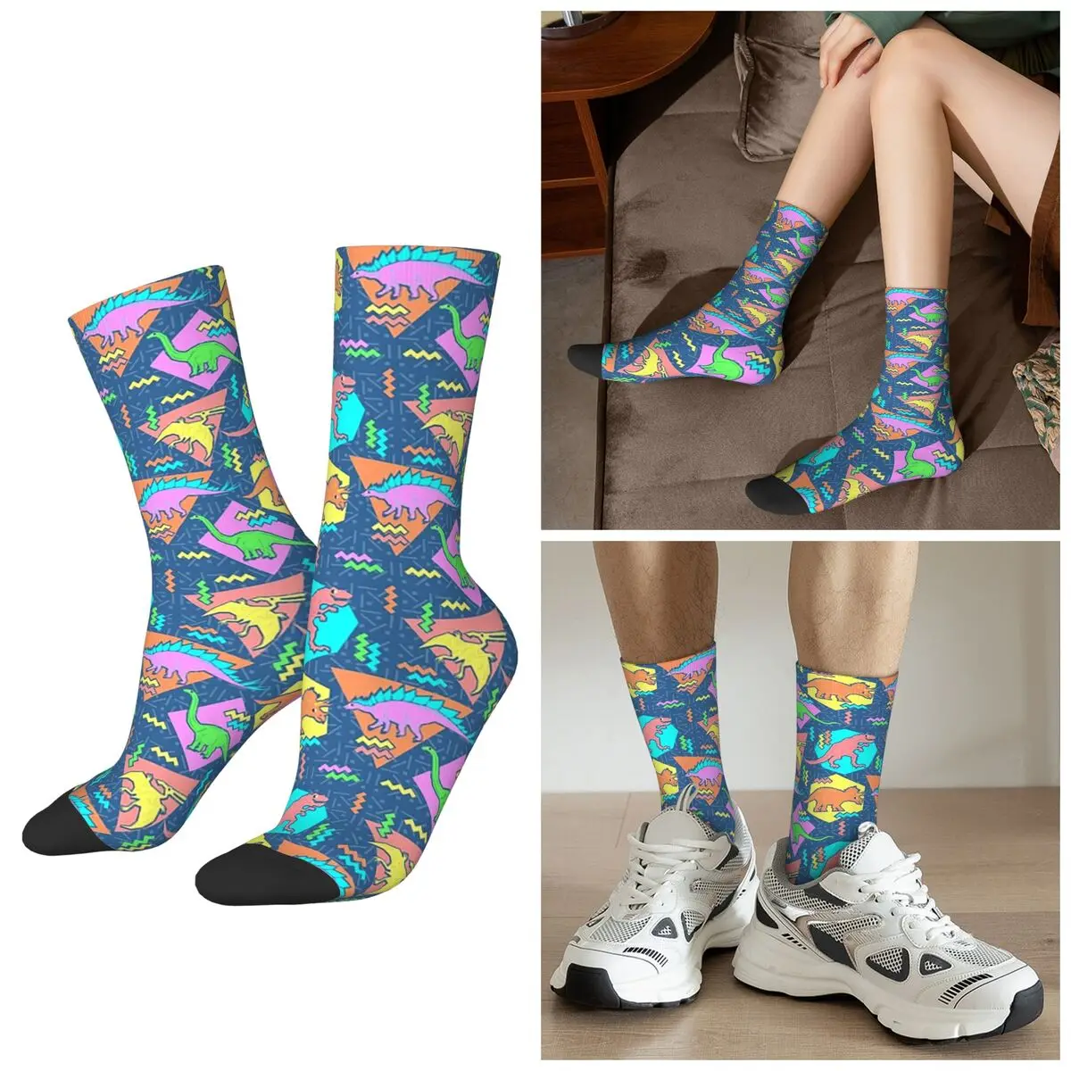 

Всесезонные носки с рисунком динозавров, носки в стиле Харадзюку, супер мягкие чулки для мужчин и женщин, рождественские подарки