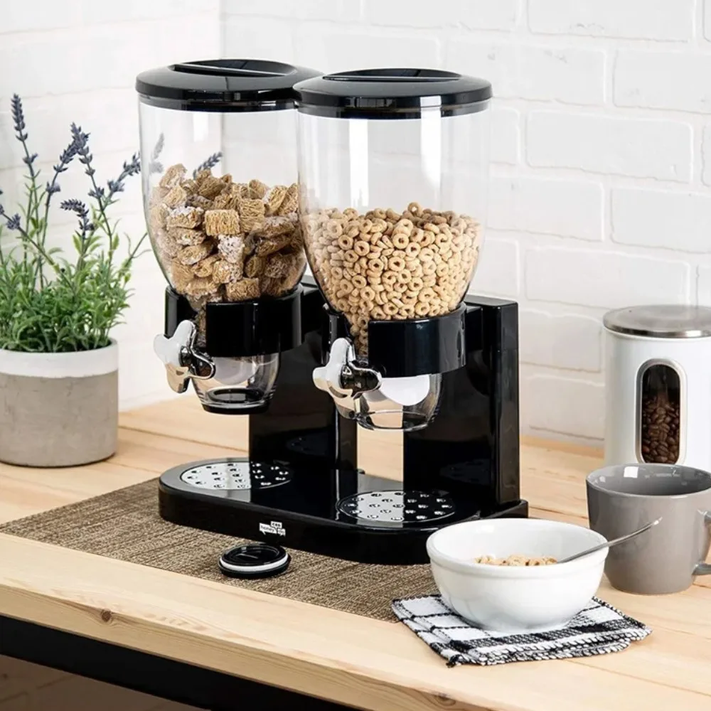 Food Storage Cereal Dispenser Single/Double Barrel Tank Separator Canister Cereal Leakproof Food Storage Candy Nut Grain Snack