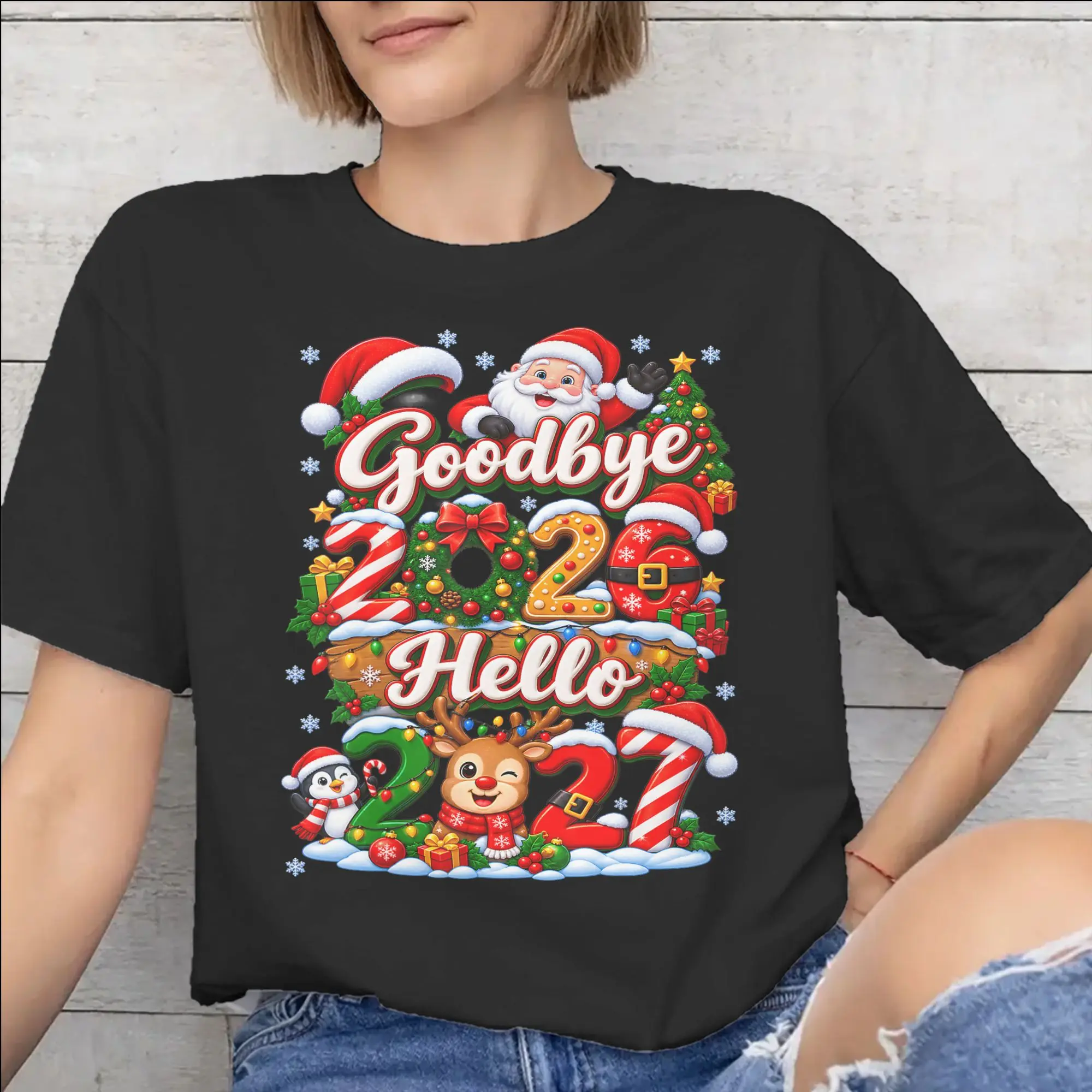 Mens Womens Good Bye 2026 Hello 2027 Shirt Pure Cotton Fashion Tee Shirts  Top Clothing
