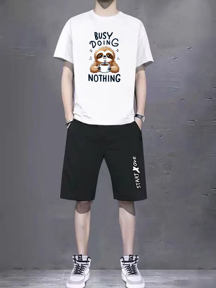 

Men's Summer Two-piece Sports Outfit - Thin Breathable Short-sleeved T-shirt and Casual Shorts for Men's Basketball and Fitness
