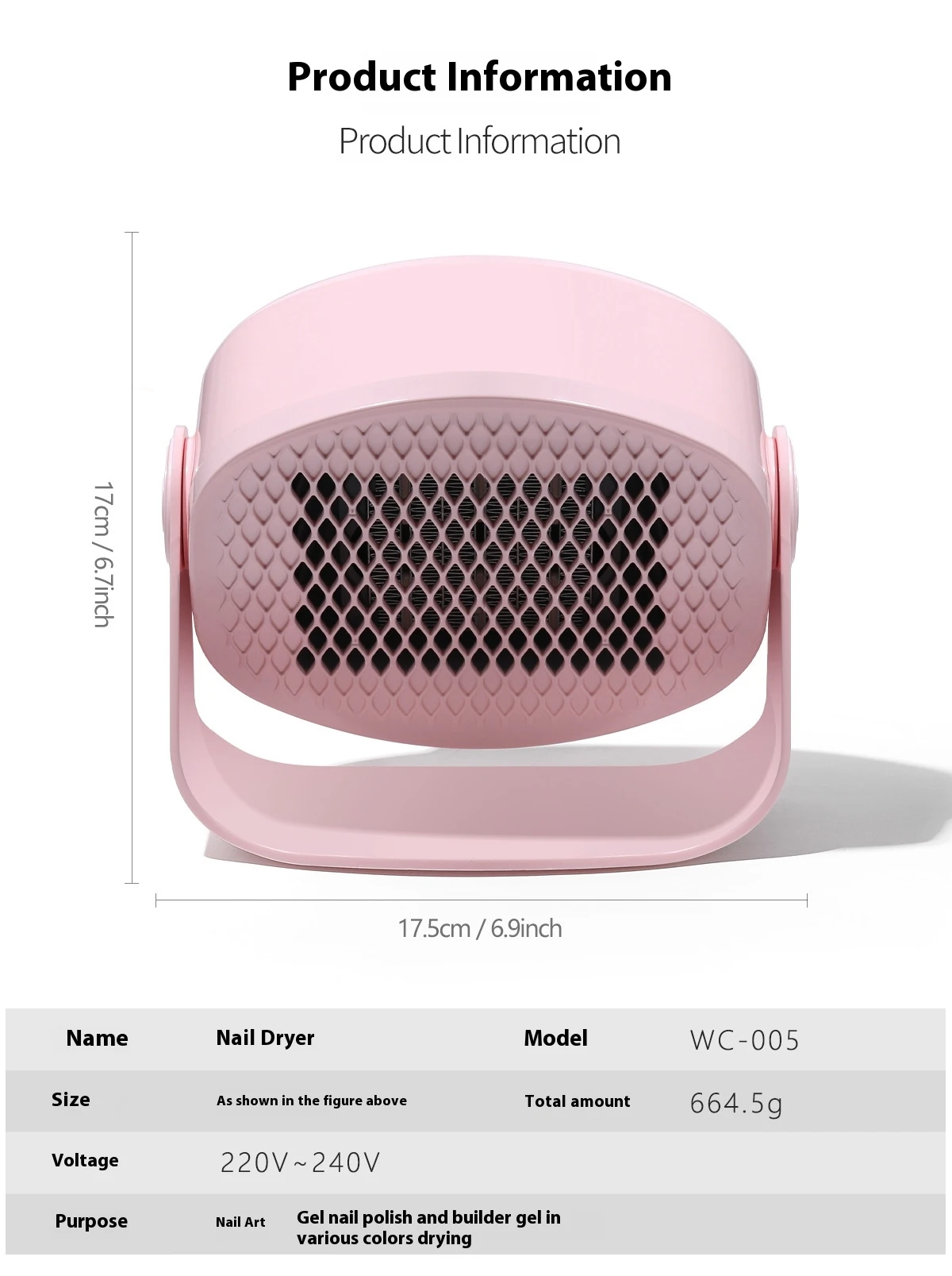 Gel Nail Polish Dryer 180° Rotating Nail Dryer Machine, Hot Cold Blower for Quick Drying Nail Art, Portable Hand Foot Nail Care