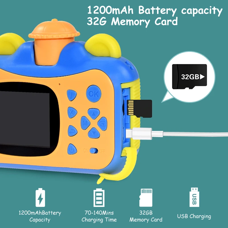 Kids Camera Instant Print Camera for Children 1080P HD Video Photo Intelligent Shooting Digital Camera Sports Toy for Girls Boys