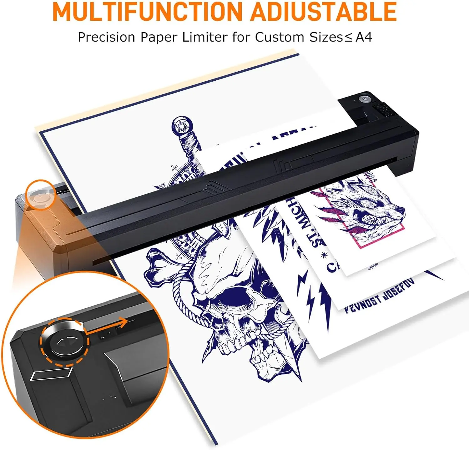 Tattoo Stencil Printer Wireless Bluetooth Thermal Tattoo Transfer Machine Portable Tattoo Printer for Transfer Paper Copier