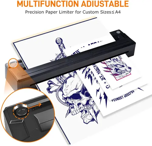 Imagen 2 del producto Impresora de plantillas de tatuaje, máquina de transferencia de tatuajes térmica inalámbrica Bluetooth, impresora de tatuajes portátil para fotocopiadora de papel de transferencia