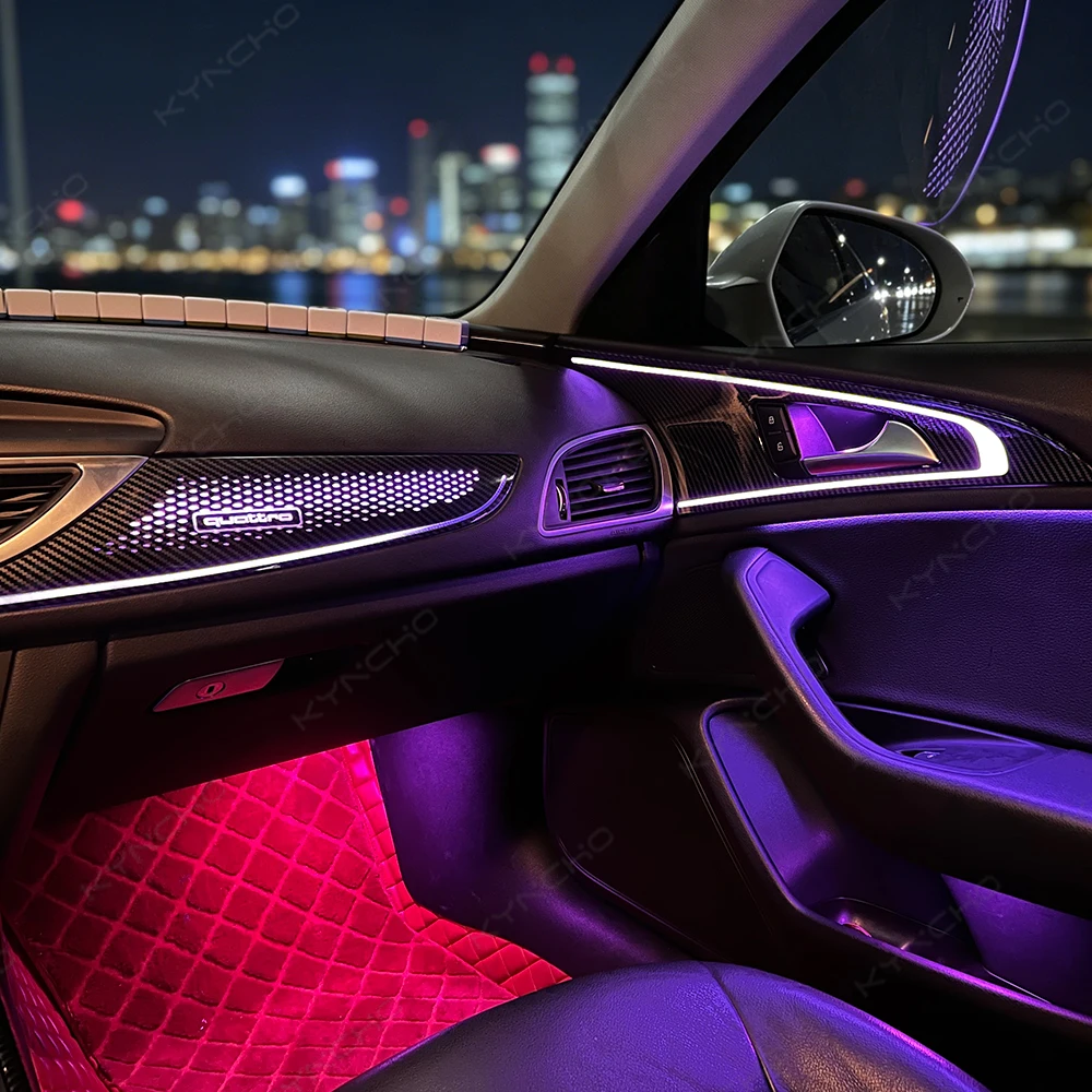 64 Colors LED Car Ambient Light Kit for Audi A6 C7 Dream-Color RGB Bluetooth App Control Symphony 12V Auto Interior Lighting