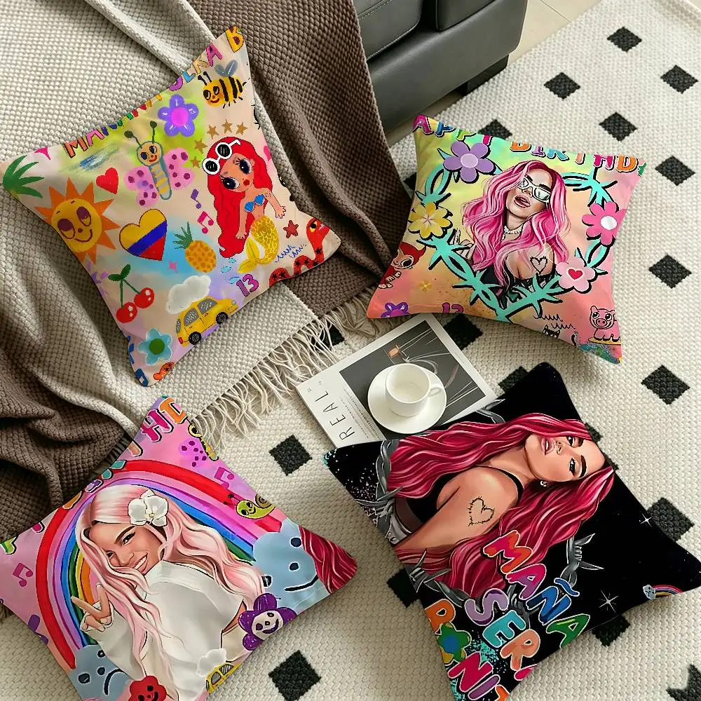 Karol G Female Singer Personalized picture text home decorative pillows Household Gifts 45x45cm
