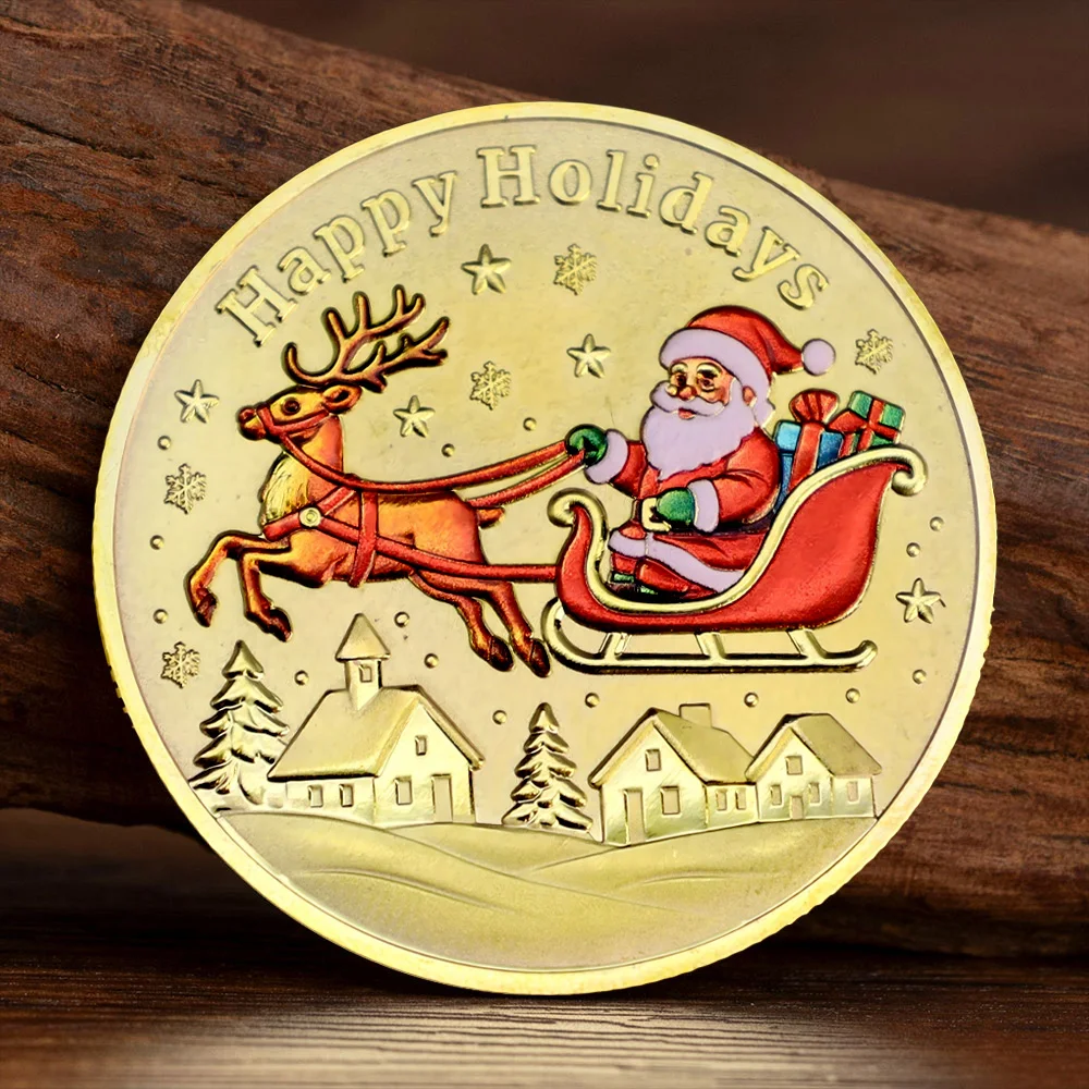 Merry Christmas Happy Holidays Collection Coin Xmas Decoration Festival Souvenir Lucky Coin