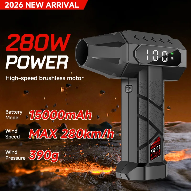 

15000mAh Violent Turbo Fan jet 880000RPM Air Blower 280W Brushless Motor 280km/h Digital Display Car Snow Home Air Duster Vacuum