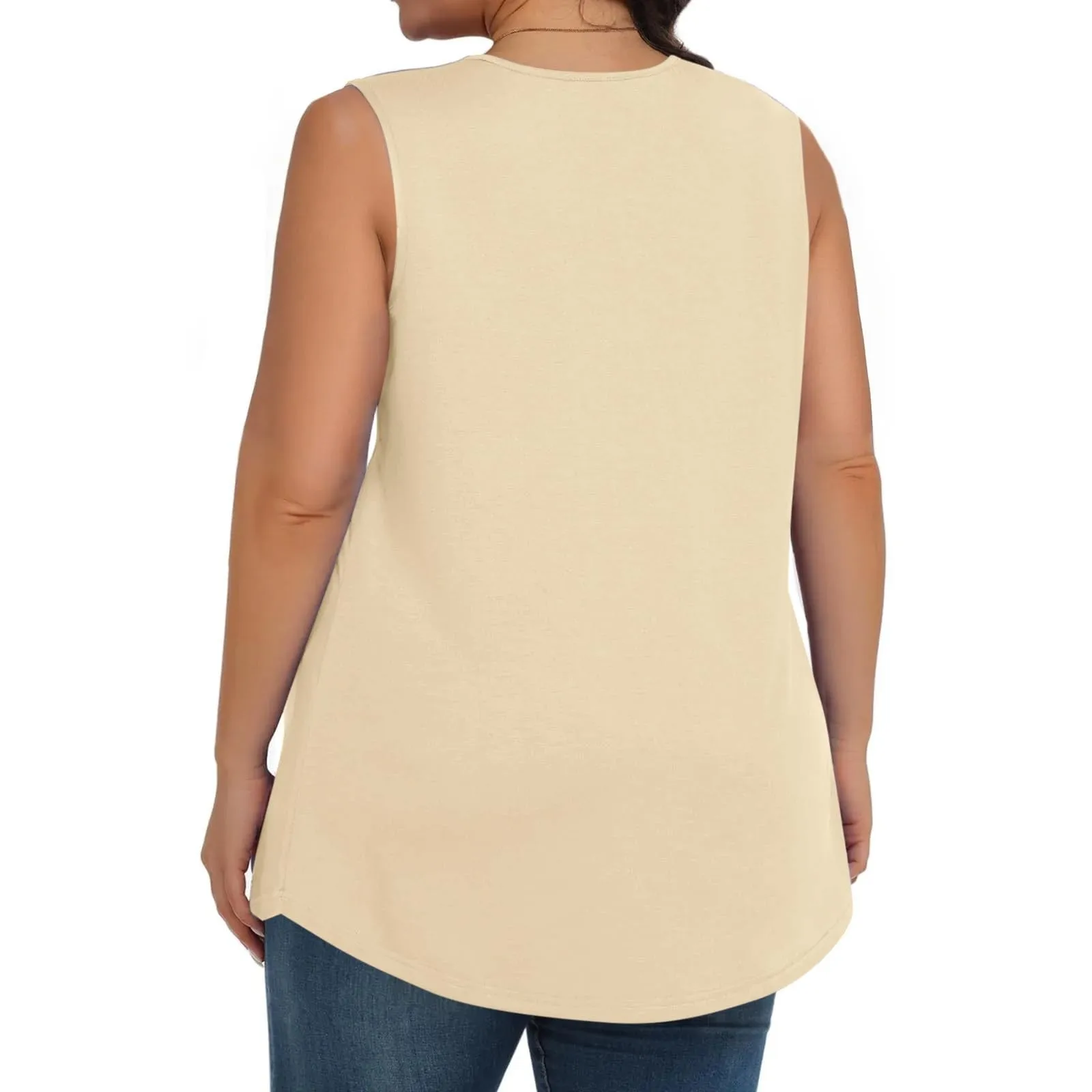 Ärmelloses, lässiges T-Shirt-Oberteil in Übergröße, Damenmode, einfarbig, Rundhalsausschnitt vorne, p[pelte Weste, lockeres Sommer-Tanktop