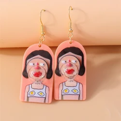 Creative Funny Blowing Bubbles Girl Drop Earrings for Women Girls Party Holiday Jewelry Decoration