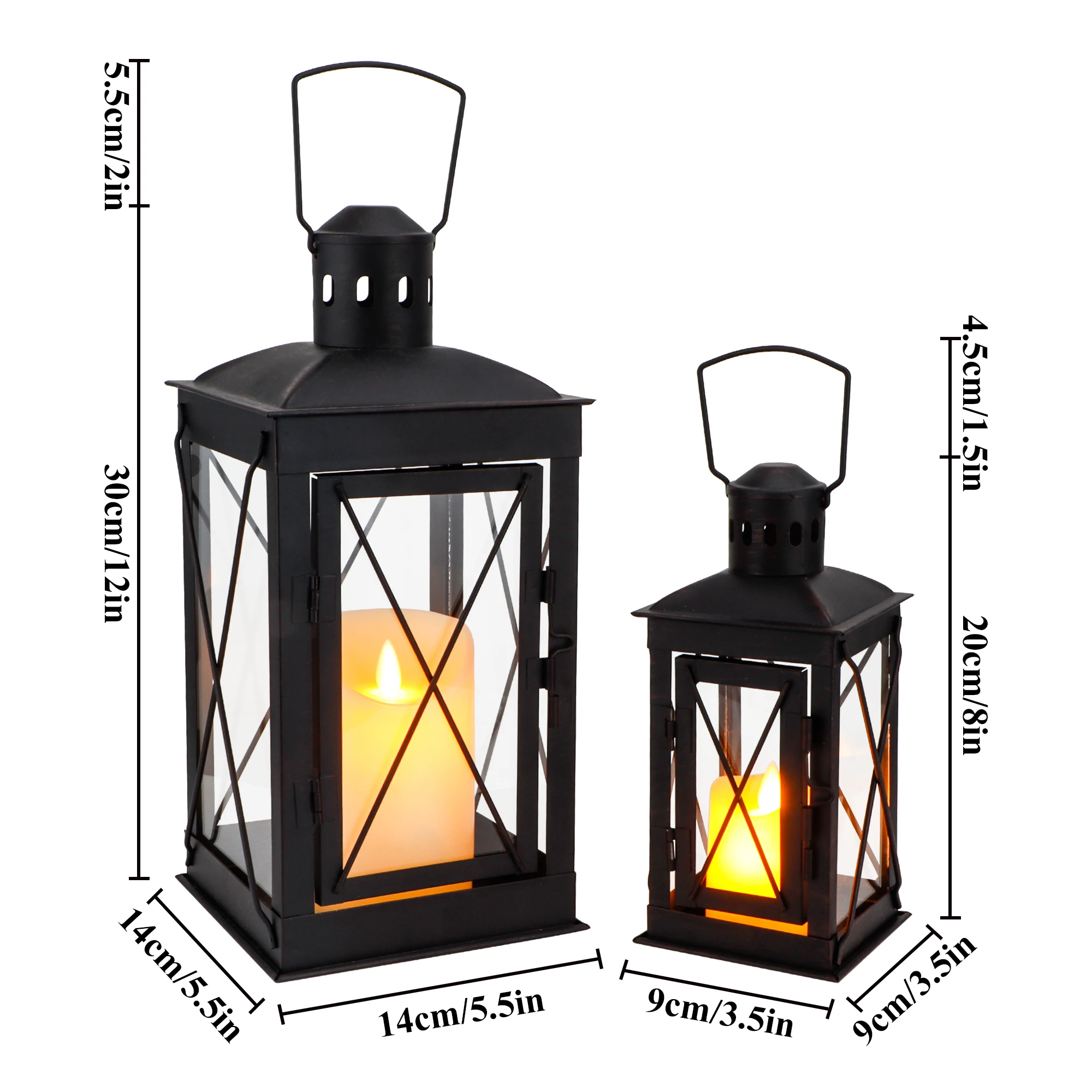 Outdoor Candle Lantern Set Vintage Decorative Lantern Hanging Lantern for Indoor Garden Porch Without Candles