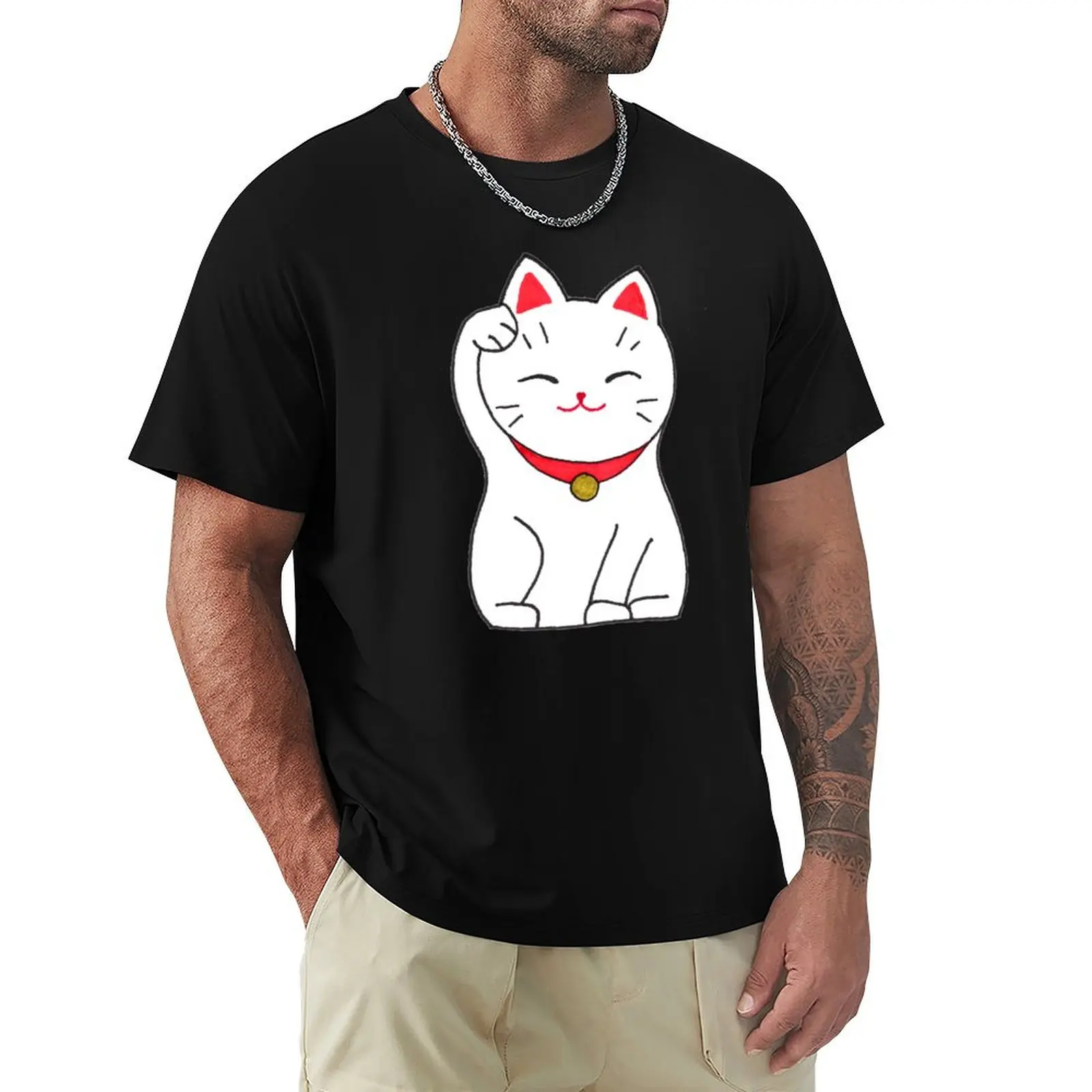 

Hand drawn watercolor cute cats - Japanese Maneki Neko T-Shirt croswit shirt man new gifts and t-shirts T-shirt men