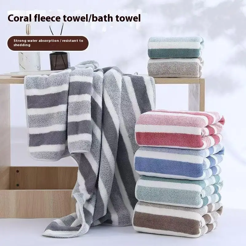 New-Coral Fleece Towels Thick Bath Towel Strong Water Absorption Quick Drying Non Shedding Durable For Families Beaches