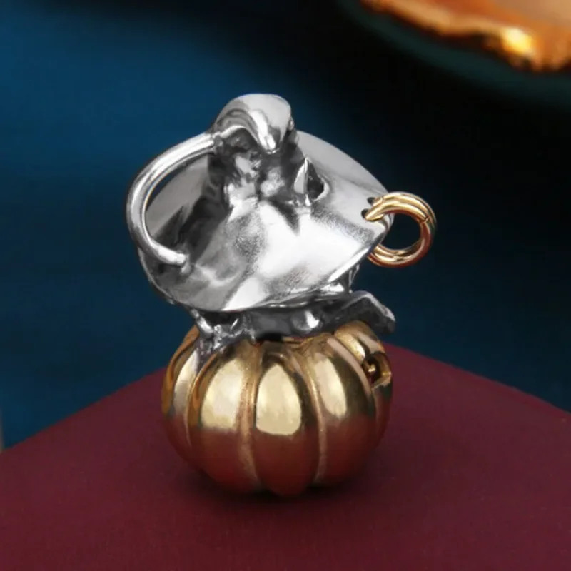 Colgante de calabaza de gato de bruja para hombres y mujeres, joyería de plata S925 Real Original, tendencia de personalidad, regalos de vacaciones