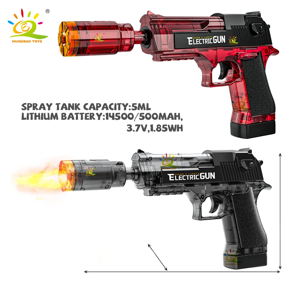 HUIQIBAO Led الباعثة للضوء الكهربائية الصحراء النسر التلقائي بندقية الدخان بندقية اللعب أضواء الاستشعار التلقائي مسدس لعبة للكبار