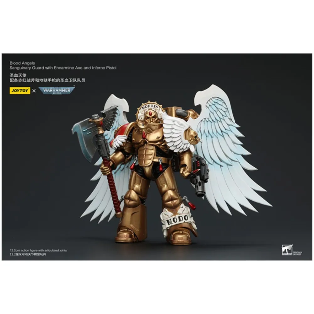 

JOYTOY Warhammer 40K Blood Angels Sanguinary Guard With Encarmine Axe And Inferno Pistol Action Figures Original Collection Doll
