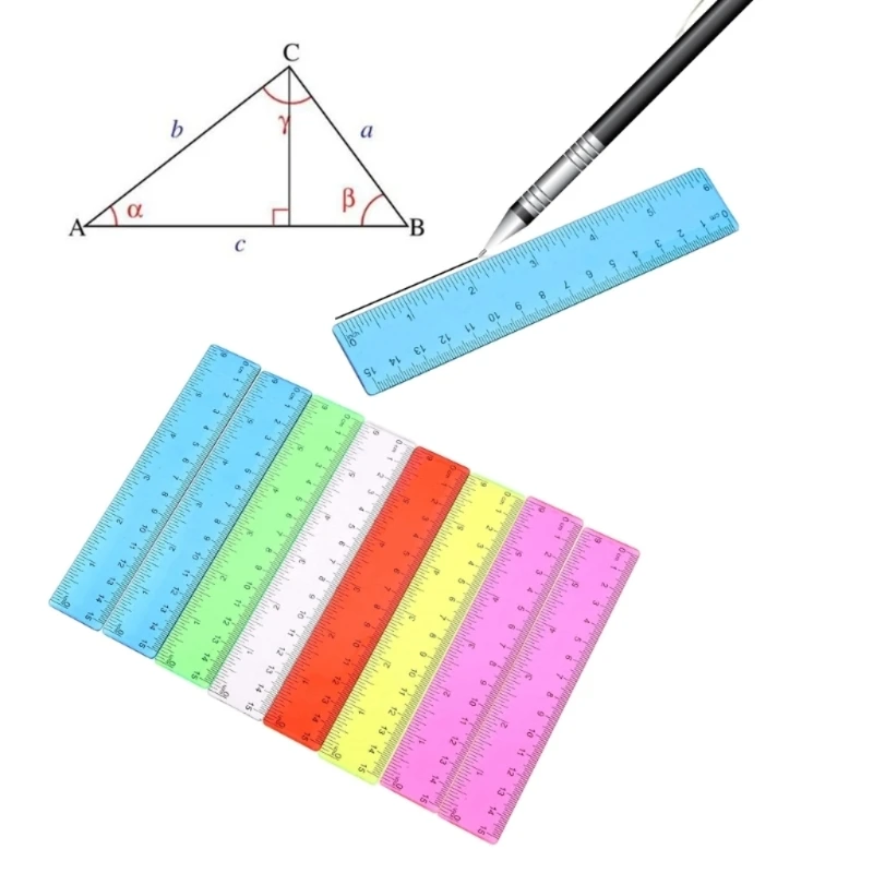 8 Pack 6 Inch Rulers Small Ruler Assorted Colors Small Plastic Rulers with Inches and Centimeters Mini Rulers for Kids