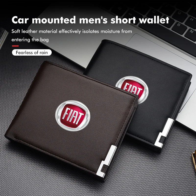 Car License Holder Men Short Purses Fashion ID Card Wallet Bag For Fiat Grande Punto 500 Abarth Tipo Panda Brave Stilo Palio