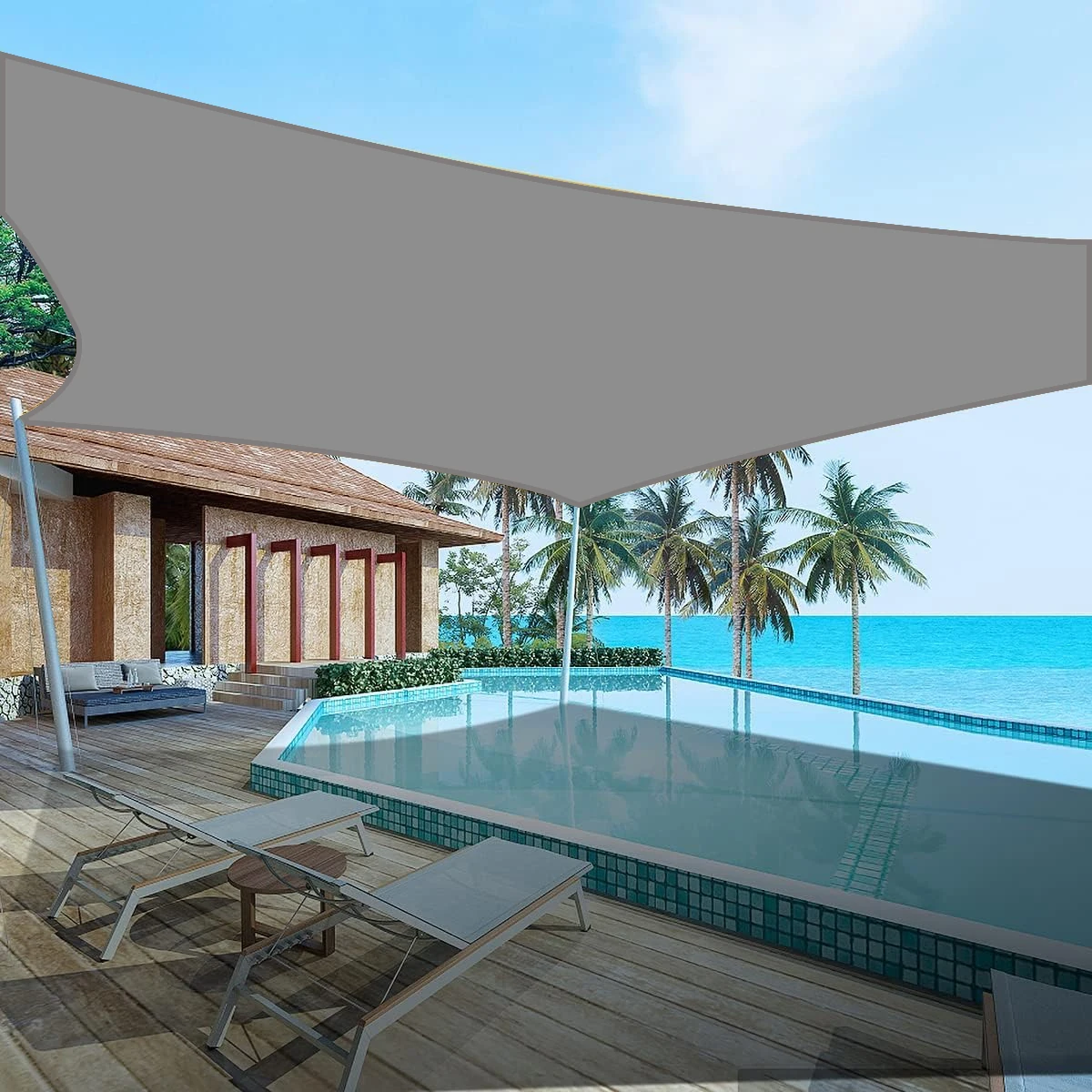 Прямоугольный серый солнцезащитный парус, водонепроницаемый тент, непромокаемая солнцезащитная ткань с защитой от ультрафиолета, подходит для балкона, двора