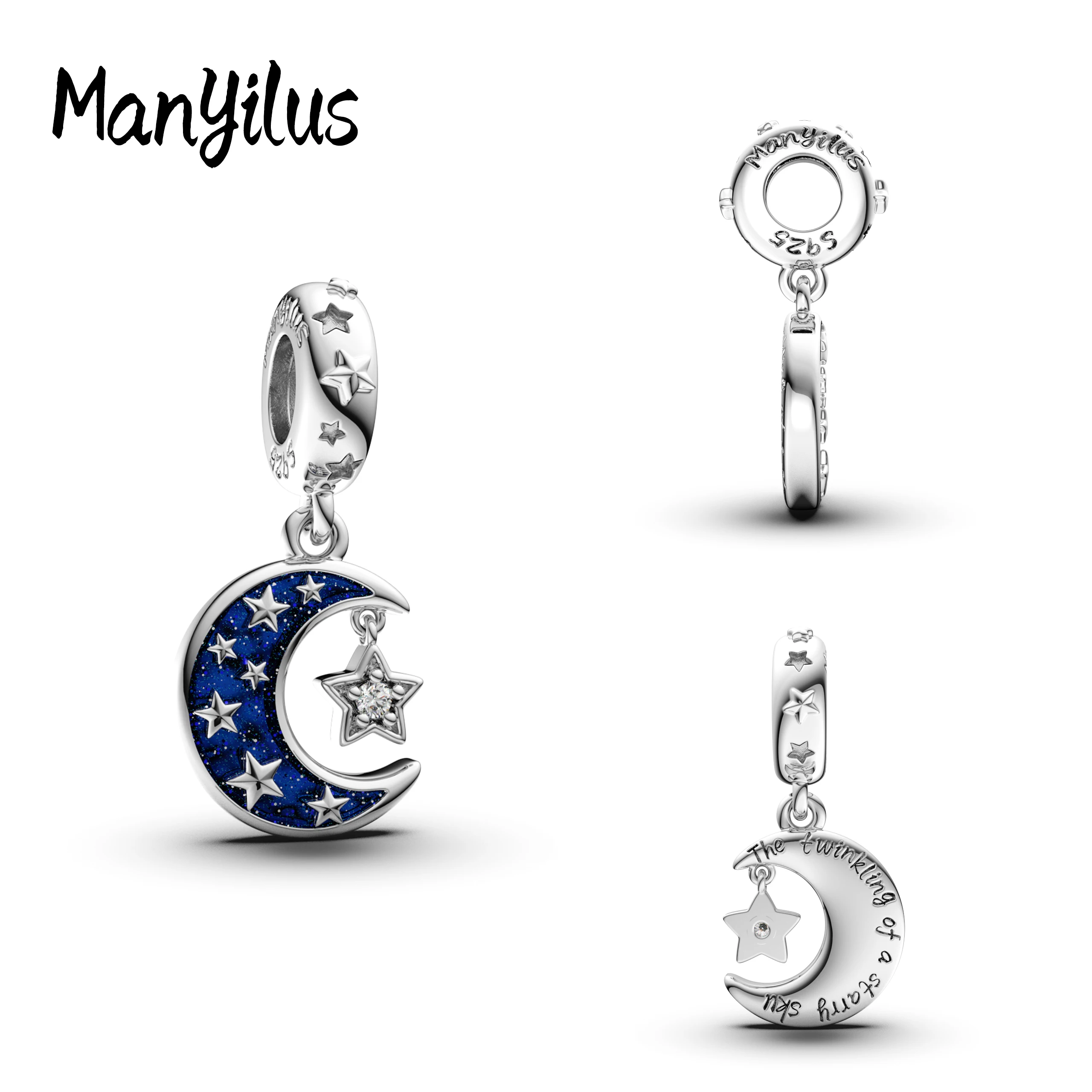 

Manyilus New 2025 Moon And Stars Together Charms S925 Sterling Silver Spanish Bear Beads For Bracelet 925 Original DIY Necklaces