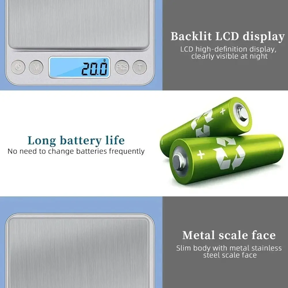 1 قطعة 3000 جرام/0.1 جرام المطبخ مقياس رقمي جرام/أوقية مع الخلفية مضاءة صغيرة مجوهرات مقياس الوزن الرقمي شاشة الكريستال السائل/الفارغة #2