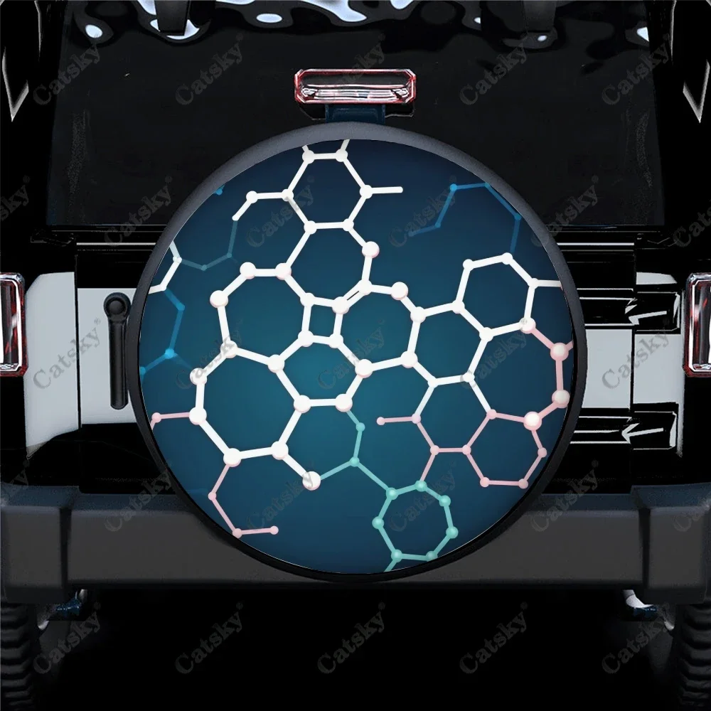 Irregular Hexagon Polyester Universal Spare Wheel Tire Cover Custom Tire-Covers for Trailer RV SUV Truck Camper