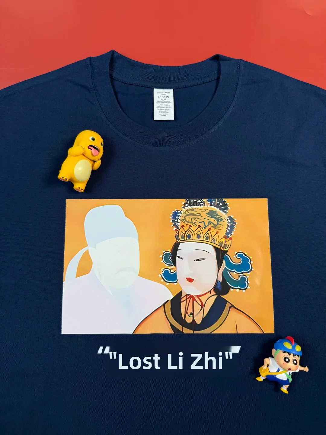 Losing Li Zhi Heavyweight Pure Cotton Short Sleeve T-Shirt Creative Cute  Print Loose Unisex Half Sleeve Casual Top