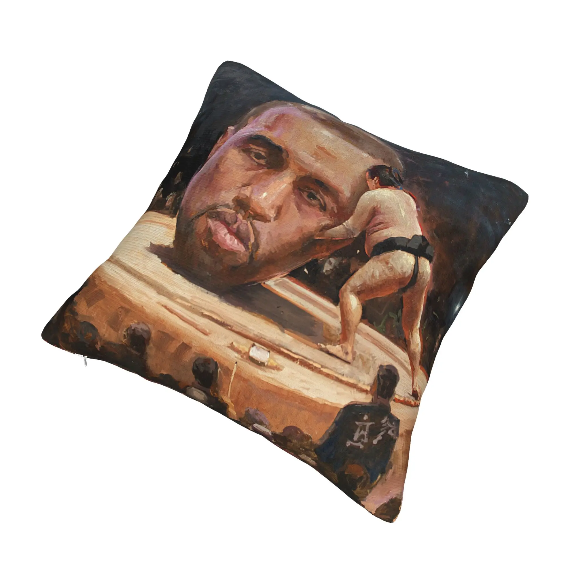 Funny Kanye West Sumo Meme Pillow Case Decorative  Luxury Cushion Cover Velvet Pillowcase
